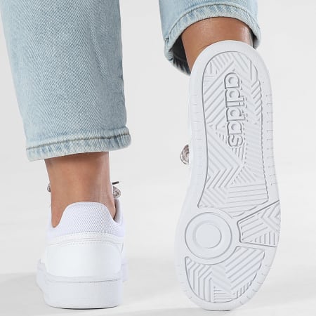 Adidas Sportswear - Women's Hoops 3 Low Classic Sneakers GW0433 Cloud White x Superlaced Leopard Grey laces